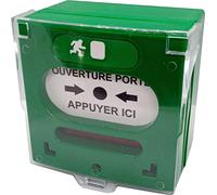 Déclencheur manuel vert 2 contacts avec capot pour déverrouillage d'issue de secours