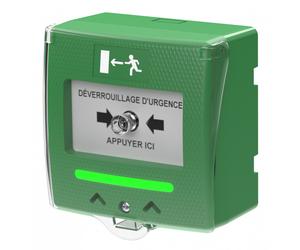 Déclencheur manuel vert 2 contacts détection buzzer/LED Sewosy SHOKV4