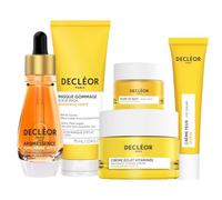 Decléor Routine Booster d'Éclat Mandarine - Aromessence Sérum, Decléor Crème des Yeux, Crème Éclat Vitaminée, Baume de Nuit et Masque Gommage