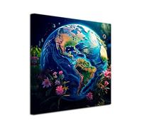 DECLINA, Cadre Déco, Décoration murale salon, Tableau imprimé, Tableau déco toile Gaïa Éveillée, 100x100 cm