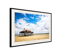 DECLINA, cadre décoration murale, encadrement poster mural, affiche avec cadre, poster paysage, Affiche Poster Cabane de Tchanquée, 40x60 cm, Cadre noir avec passe-partout