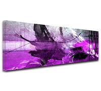 DECLINA, Décoration Murale Tableau Deco Home, Toile Peinture Art Abstrait TÂCHES De Couleurs 120x50 cm Violet Pour Salon