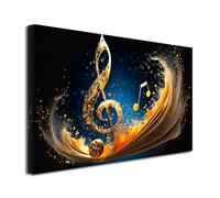 DECLINA, Décoration murale tableau, tableau deco home, tableau deco murale salon, Tableau toile déco Note de musique, 80x50 cm