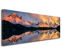 DECLINA Impression sur Toile Paysage, Tableau décoration Murale, Photo sur Toile, Tableau Toile reflet du Mont Blanc, 120x50 cm