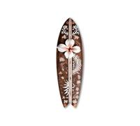 DECLINA, Planche de surf déco bois et fleurs exotiques, impression sur Alu-Dibond, 100x30 cm