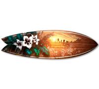DECLINA, Planche de Surf Décorative, Décoration murale, impression sur aluminium, Planche Surf Déco à Fleurs Flamboyant Tropical, 100x30 cm