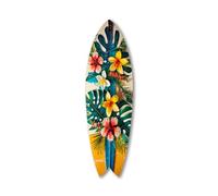 DECLINA, Planche de Surf Décorative, Décoration murale, impression sur aluminium, Planche Surf Décorative aux Fleurs Tropicales, 100x30 cm