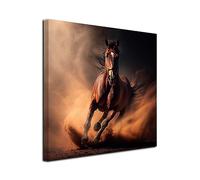 DECLINA Tableau animaux, photo sur toile, tableau deco murale, décoration salon, Tableau photo toile Cheval au galop, 50x50 cm