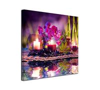 DECLINA Tableau Cadres decoratif Ambiance Spa - Impression sur Toile décoration Murale Zen - Déco Maison, Cuisine, Salon, Chambre Adulte - Violet 30x30 cm