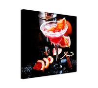DECLINA Tableau Cocktail DE Pamplemousse imprimé - Impression sur Toile décoration Murale - Déco Maison, Cuisine, Salon, Chambre Adulte - Orange 80x80 cm