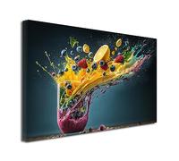 DECLINA, Tableau cuisine, tableau imprimé XXL, tableau toile décoratif, Tableau déco toile L'art du smoothie, 80x50 cm