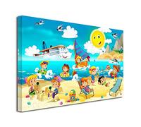 DECLINA, Tableau Déco, Décoration chambre d'enfant, Tableau imprimé, Tableau toile imprimée A la Plage, 100x60 cm