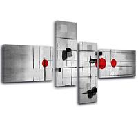 DECLINA, Tableau Déco, Décoration Murale Salon, Tableau imprimé, Cadre déco Moderne en 4 Panneaux 200x100 cm Noir et Blanc