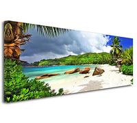 DECLINA, tableau decoration murale salon moderne, cadres decoratif mural, Tableau deco photo PAYSAGE DES SEYCHELLES 120x50 cm