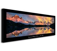 DECLINA, tableau decoration murale salon moderne, cadres decoratif mural, Tableau toile Lac des cheserys Chamonix Mont-Blanc, 120x50 cm