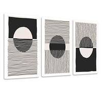 DECLINA, Tableau Decoration Murale Salon Moderne, Cadres decoratif Mural, Tableau triptyque Toile abstract line art 2, 150x80 cm