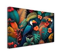 DECLINA, tableau decoration murale, tableau animaux, cadre déco, Tableau déco toile Évasion Tropicale, 50x30 cm