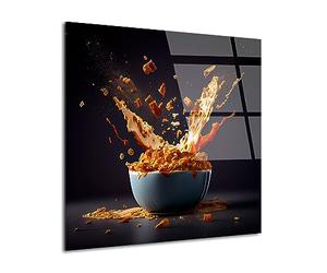 DECLINA, tableau décoration murale, tableau verre acrylique, cadre déco petit déjeuner éclatant, art mural moderne, décoration intérieure lumineuse, 50x50 cm