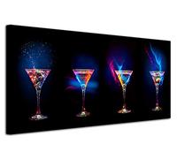 DECLINA Tableau Design Home Moderne Les Verres à Cocktail - Impression sur Toile décoration Murale - Déco Maison, Cuisine, Salon, Chambre Adulte - Multicouleur 60x30 cm