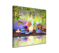DECLINA Tableau Design Spa imprimé - Impression sur Toile décoration Murale Zen - Déco Maison, Cuisine, Salon, Chambre Adulte - Multicouleur 80x80 cm