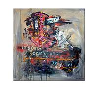 DECLINA Tableau Dibond Its only Rock reproduction peinture Rémi Bertoche, Cadre photo Dibond, impression sur aluminium, tableau de paysages, 50x50 cm, Multicouleur