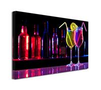 DECLINA Tableau Home Bar à Cocktail - Impression sur Toile décoration Murale - Déco Maison, Cuisine, Salon, Chambre Adulte - Multicouleur 80x50 cm