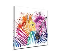 DECLINA Tableau Home Design Les Zèbres - Impression Photo Animaux sur Toile décoration Murale - Déco Maison, Cuisine, Salon, Chambre Adulte - Multicouleur 50x50 cm