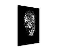 DECLINA, tableau imprimé XXL, tableau animaux, toile grand format, Tableau photo toile Léopard noir et blanc, 50x80 cm