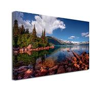 DECLINA Tableau LAC DE Haute Montagne - Impression Photo Paysage sur Toile décoration Murale - Déco Maison, Cuisine, Salon, Chambre Adulte - 50x30 cm