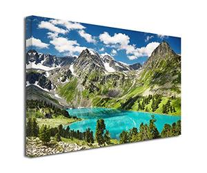 DECLINA Tableau LAC ET Montagne - Impression Photo Paysage sur toile décoration murale - Déco maison, cuisine, salon, chambre adulte - 100x60 cm