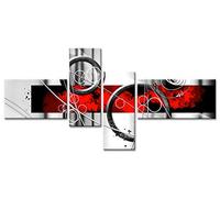 DECLINA Tableau Moderne Rouge 130x65 cm - Impression sur Toile Abstrait décoration Murale - Déco Maison, Cuisine, Salon, Chambre Adulte