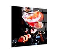 DECLINA, Tableau moderne verre acrylique, tableau mural, impression sur plexi, cadre verre acryliques, Tableau cuisine déco COCKTAIL DE PAMPLEMOUSSE, 80x80 cm