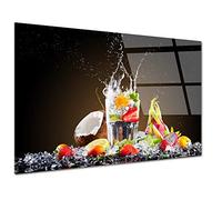 DECLINA, Tableau moderne verre acrylique, tableau mural, impression sur verre acrylique, Tableau déco cuisine Cocktail de Fruits, 80x50 cm