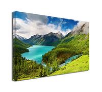 DECLINA Tableau Montagne - Impression Photo Paysage sur toile décoration murale - Déco maison, cuisine, salon, chambre adulte - 80x50 cm