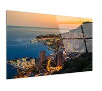 DECLINA - Tableau Mural coucher de soleil sur Monaco - Décoration Murale Design Haut De Gamme - Impression HD Sur Verre Acrylique - Fabriqué En France