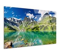 DECLINA, tableau mural, décoration moderne, impression sur verre acrylique, photo reflet de montagne, paysage naturel, art mural, cadre design, déco contemporaine