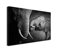 DECLINA - Tableau Mural L'Éléphant et sa Mère - Style Safari Chic - Impression haute définition sur toile - Fabrication française - 120x80 cm