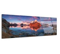 DECLINA - Tableau Mural Reflet Montagne Sur Lac - Décoration Murale Design Moderne - Impression HD Sur Verre Acrylique - Fabrication Française