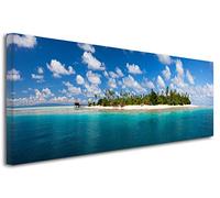 DECLINA Tableau panoramique ILE DESERTE - Impression Photo Paysage sur Toile décoration Murale - Déco Maison, Cuisine, Salon, Chambre Adulte - 120x50 cm