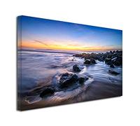 DECLINA Tableau Pause Longue Plage DE CAPBRETON - Impression Photo Paysage sur toile décoration murale - Déco maison, cuisine, salon, chambre adulte - 80x50 cm