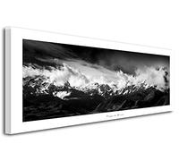 DECLINA Tableau paysage, decoration murale salon moderne, cadre noir et blanc, Tableau toile déco le Cirque de Lescun, 150x60 cm