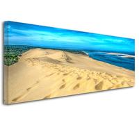 DECLINA Tableau paysage, decoration murale salon moderne, image sur toile, Tableau déco toile Dune du Pilat, 80x30 cm