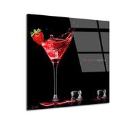 DECLINA Tableau plexi, impression sur verre Acrylique, Tableau mural, Décoration moderne, Tableau photo verre acrylique deco Liqueur de Fraise, 100x100 cm