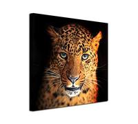 DECLINA Tableau Portrait imprimé - La Panthére - Impression Photo Animaux sur Toile décoration Murale - Déco Maison, Cuisine, Salon, Chambre Adulte - Marron 100x100 cm