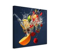 DECLINA, Tableau pour cuisine, tableau décoratif en toile imprimé, tableau de fruits et cocktail pour la décoration murale de cuisine, 80x80 cm