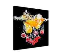 DECLINA Tableau pour Cuisine, Tableau en Toile imprimé, décoration Murale, Cadre déco Bain d'orange et Fruits Rouges 50x50 cm