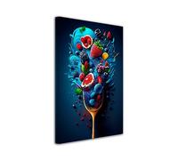 DECLINA Tableau pour cuisine, tableau en toile imprimée, décoration murale, Tableau déco toile Assortiment de fruits, 60x100 cm