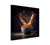 DECLINA Tableau pour cuisine, tableau en toile imprimée, décoration murale, Tableau toile déco Petit déjeuner éclatant, 30x30 cm