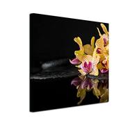 DECLINA Tableau Zen, impression sur toile, décoration murale zen, tableau décoratif carré, photo sur toile 25x25 cm