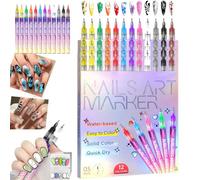 Declrationun 12 Colors Nail Art Pens Set, Nail Art Markers for Gel Nails, Nails Art Marker Pens, 3D Nail Polish Pen for Graffiti Dotting Drawing Painting Point Liner (4PCS)